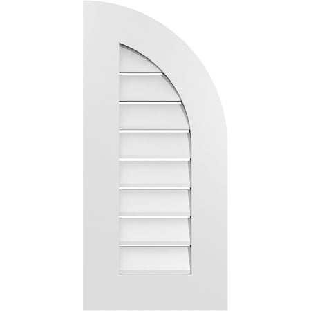 Ekena Millwork Quarter Round Top Right Surface Mount PVC Gable Vent w/ 3-1/2"W x 1"P Standard Frame, 14"W x 30"H GVPQR14X3001SF